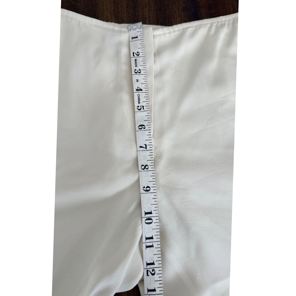 Vintage 90s Eileen Fisher 100% Silk Ivory Wide Leg Pants Size Size Medium - Picture 9 of 11